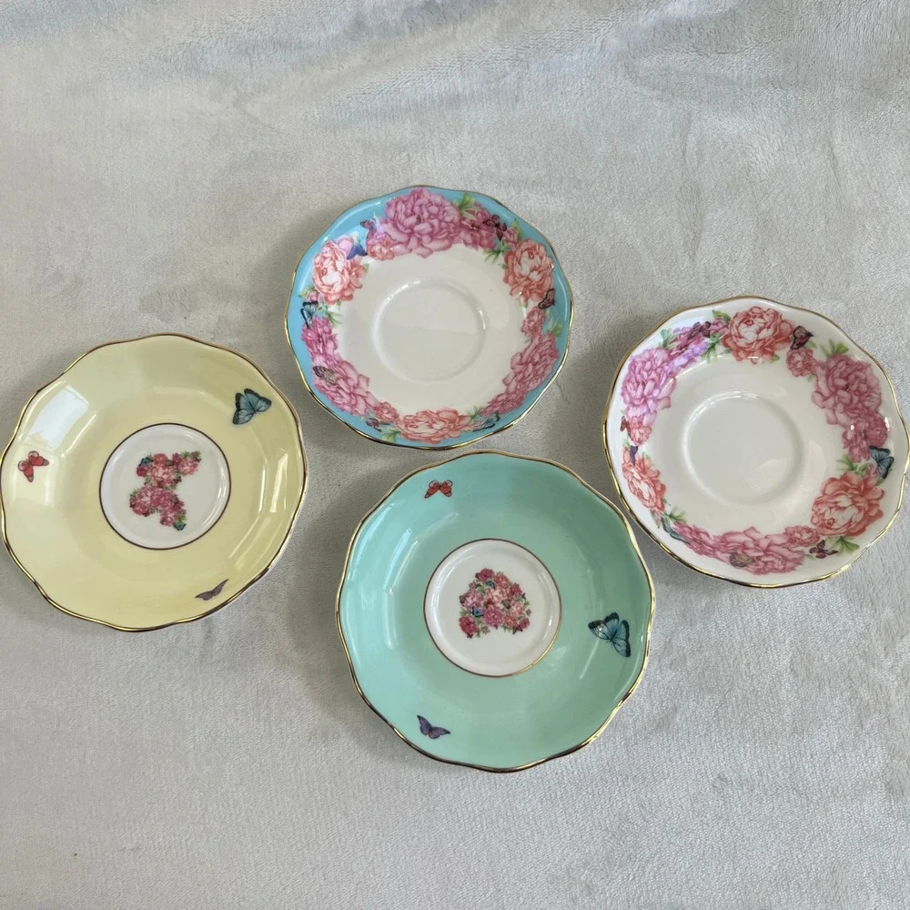 Royal Albert Miranda Kerr Friendship Teacup Saucer 8 Piece Set Floral Butterfly